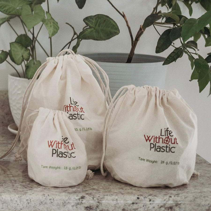 Organic Cotton Flat-Bottom Double Bulk Bag for Flour - Large