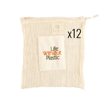Case of 12 - Organic Cotton Mesh Plastic-Free Produce Bag - Large