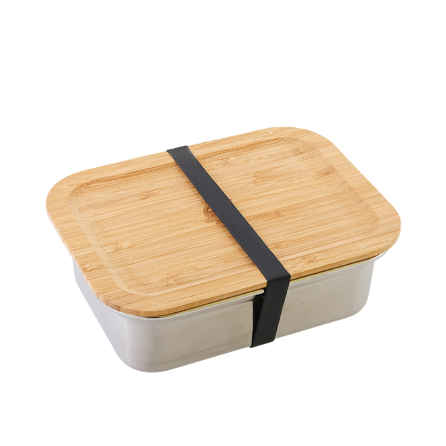 Stainless Steel Rectangular Airtight Food Storage Container with Bamboo Lid- 1200 ml / 40 oz