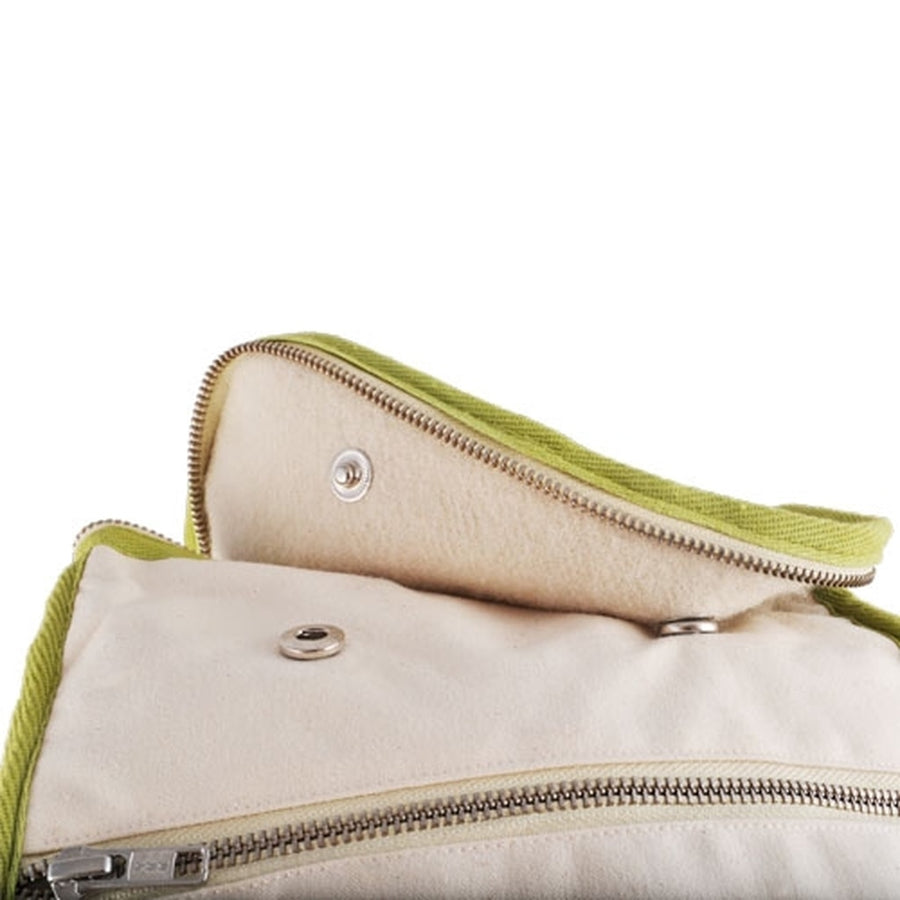 Wool Insulated Natural Lunch Bag - Olive Trim